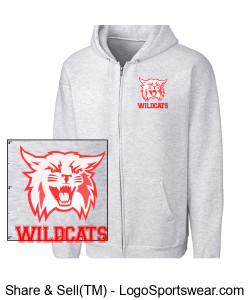 Youth Wildcats Mascot West Logo Full Zip Hoodie Design Zoom